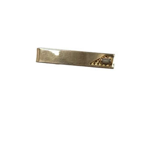 Shields Gray Rhinestone Bar Tie Clip Gold Tone Vintage
